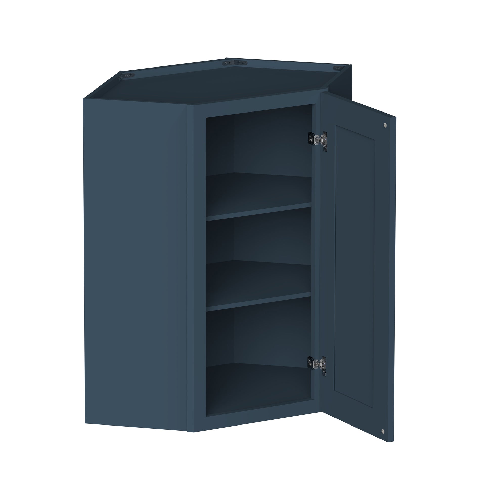 Cyber Grey RTA 24"W x 12"D x 18"/30"/36"/42"H Diagonal Corner Wall Cabinet with Shelves
