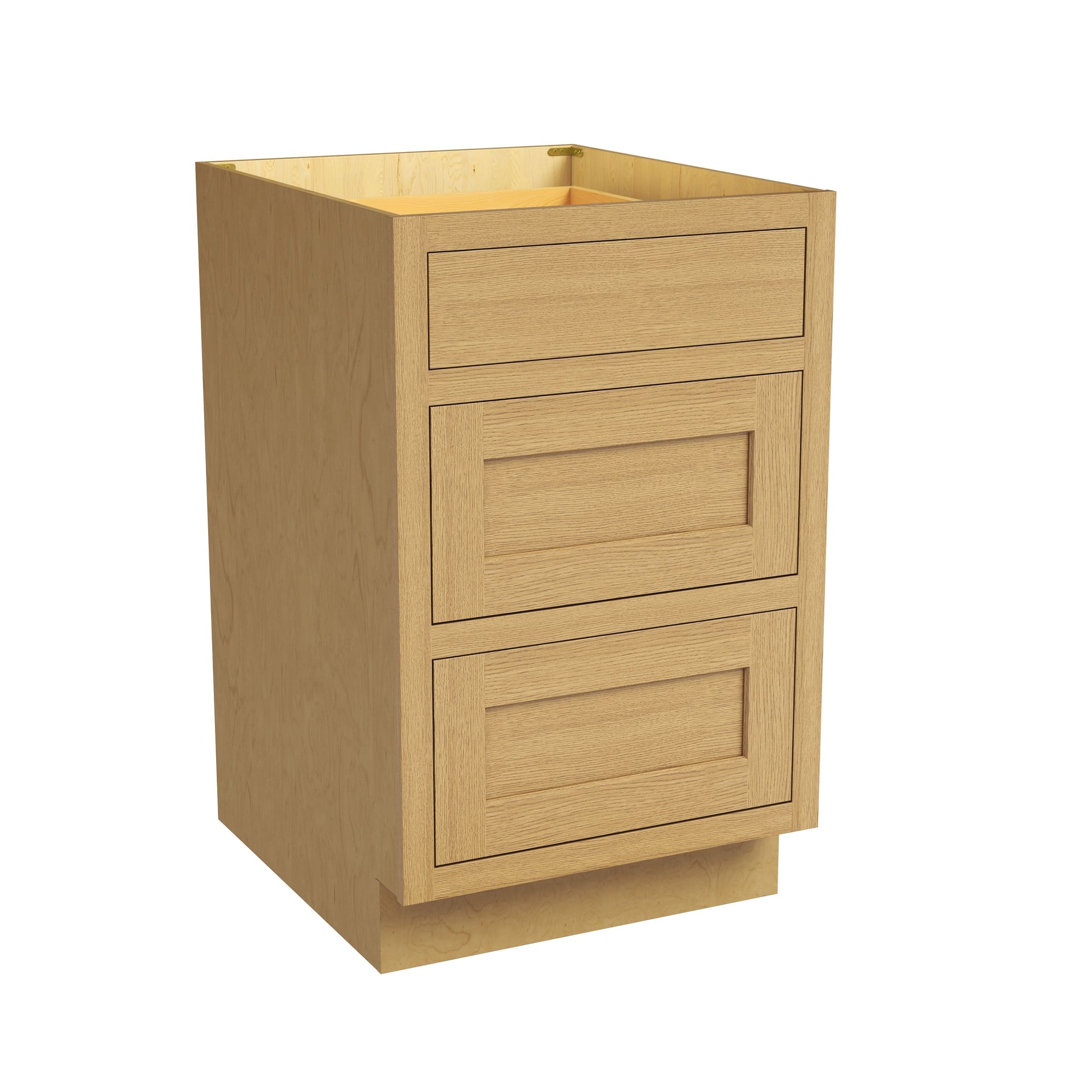 Inset Hazelnut Oak RTA 12-36"W x 34.5"H x 25"D 9-Size Base Cabinet with 3 Drawers