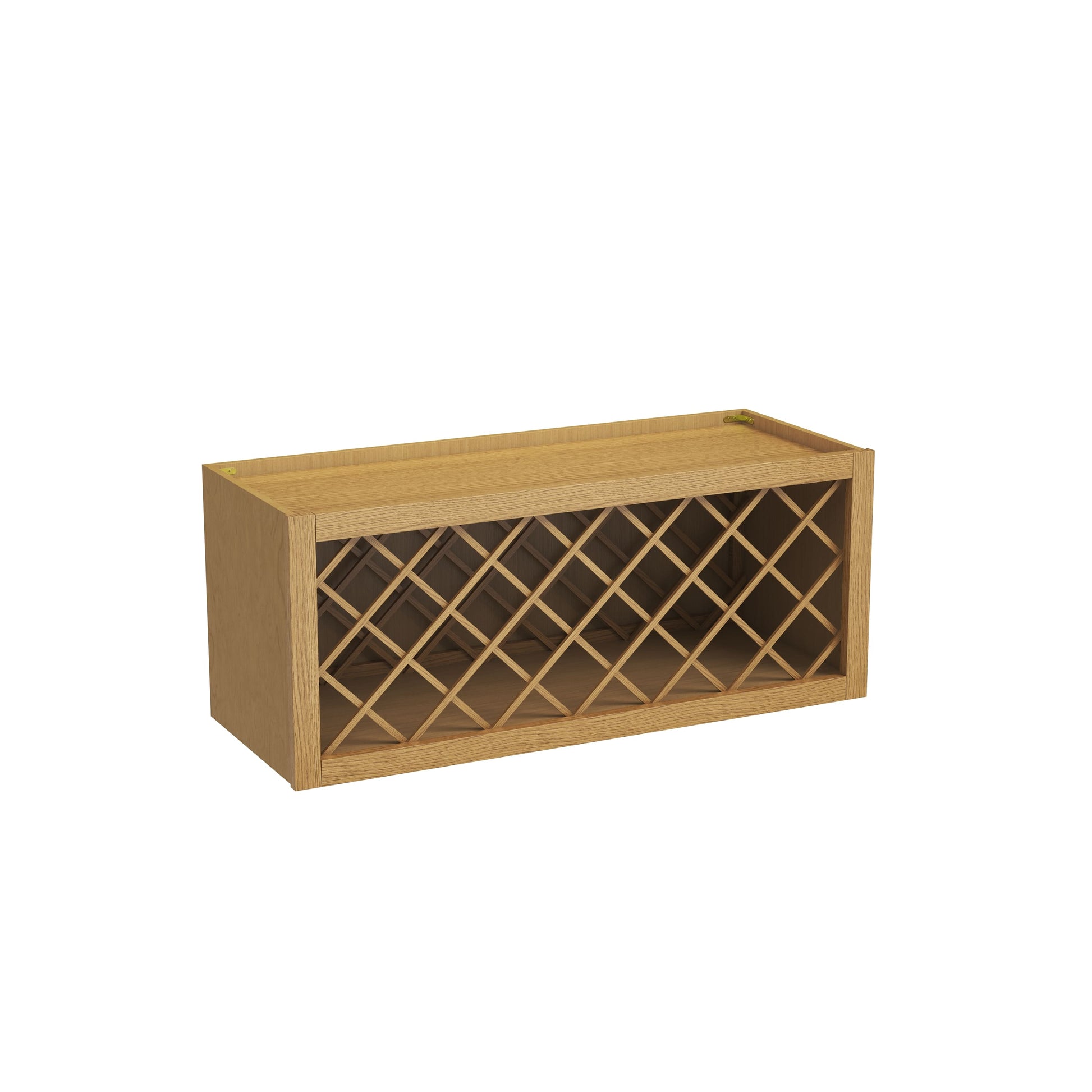 Inset Hazelnut Oak RTA 24-36"W x 15-30"H x 13.5"D 5-Size Diamond Lattice Wine Grid Wall Rack Cabinet