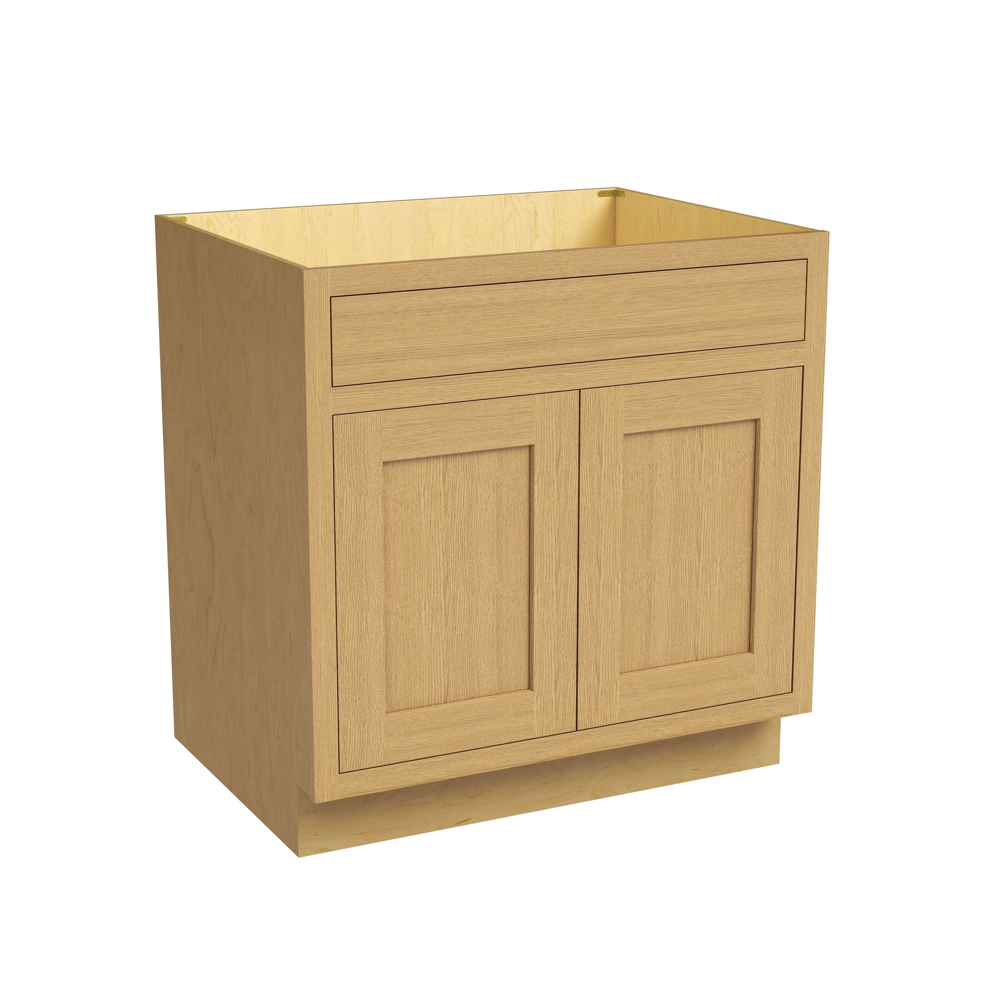 Inset Hazelnut Oak RTA 24-36"W x 34.5"H x 25"D 5-Size Sink Base Cabinet with 2 Doors and 1 False Drawer