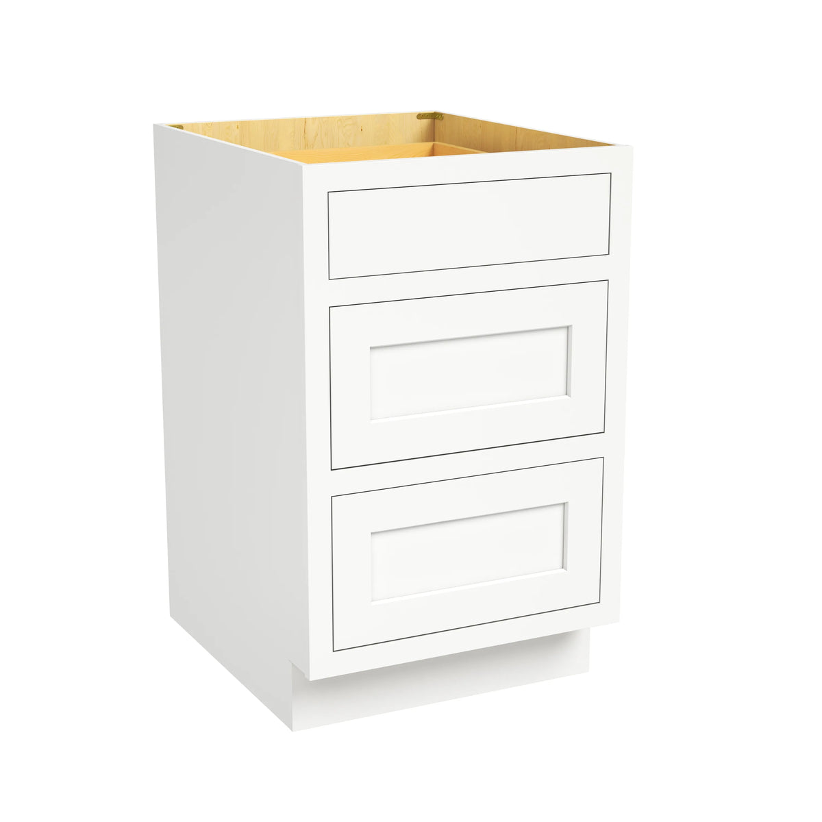 Inset Origami White RTA 12-36"W x 34.5"H x 25"D 9-Size Base Cabinet with 3 Drawers