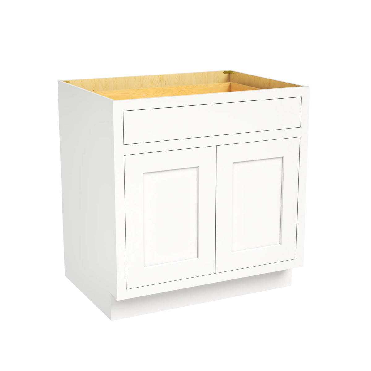 Inset Origami White RTA 24-36"W x 34.5"H x 25"D 5-Size Single Drawer Base Cabinet with 2 Doors