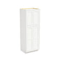 Inset Origami White RTA 24-36"W x 84-96"H x 25"D 9-Size Pantry Cabinet with 4 Doors and 4 Shelves