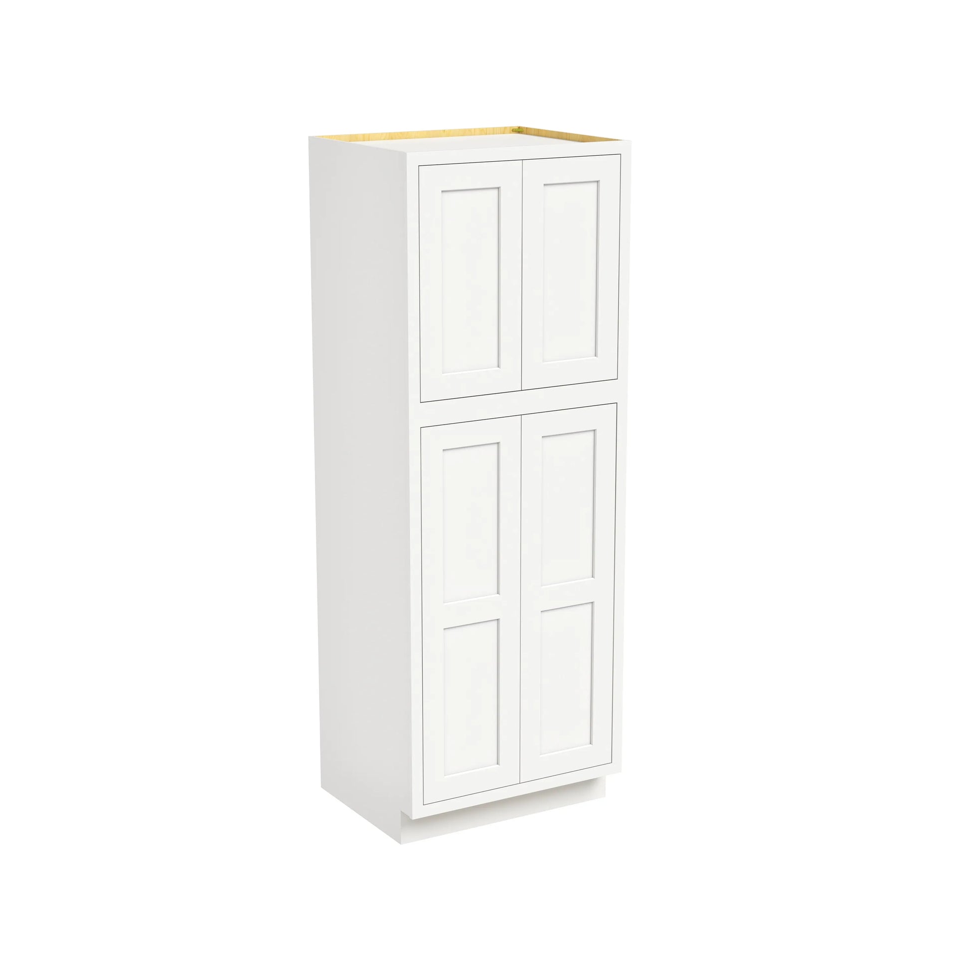 Inset Origami White RTA 24-36"W x 84-96"H x 25"D 9-Size Pantry Cabinet with 4 Doors and 4 Shelves