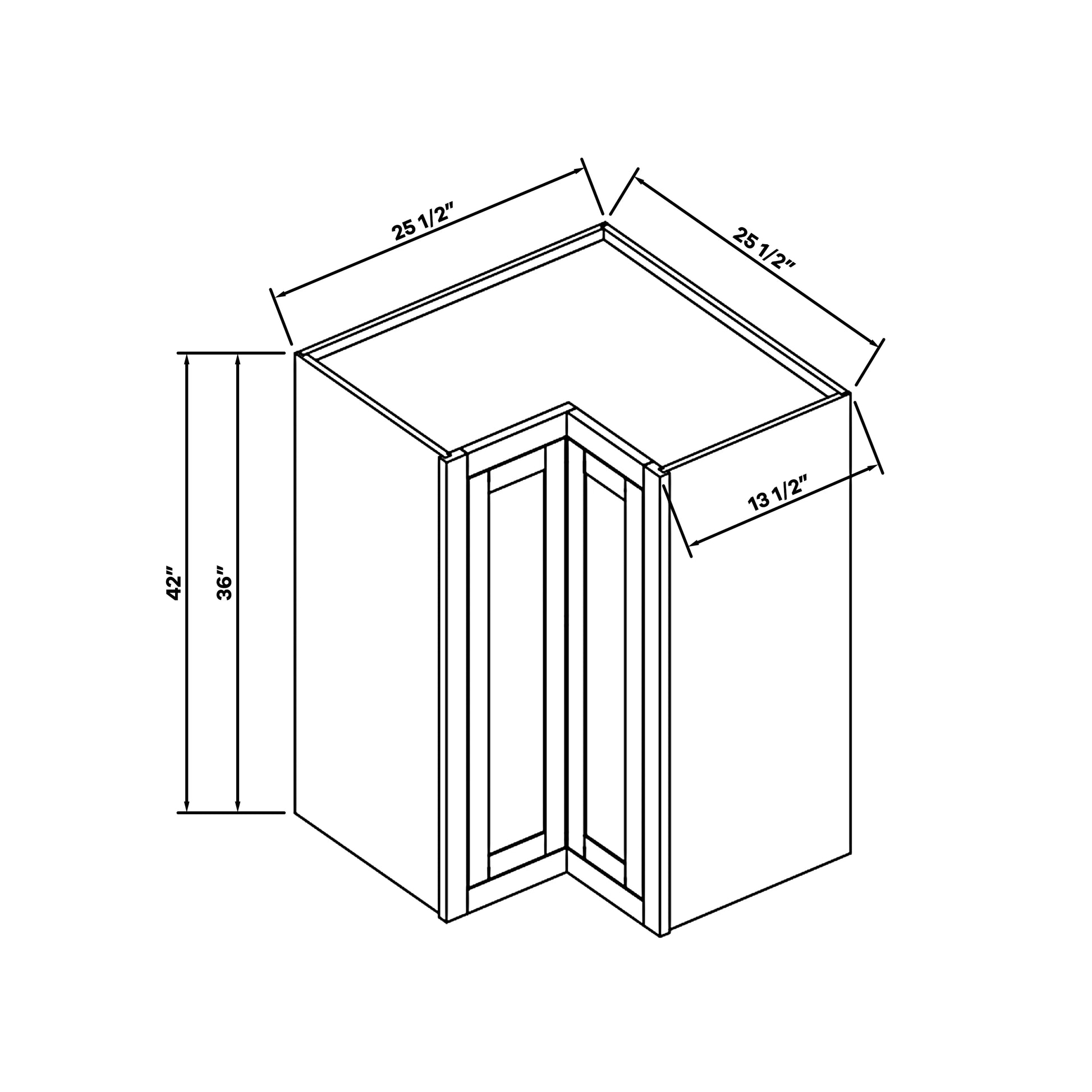 Inset Origami White RTA 25.5"W x 18-42"H x 13.5"D 3-Size Easy Reach Wall Cabinet with 2-3 shelves