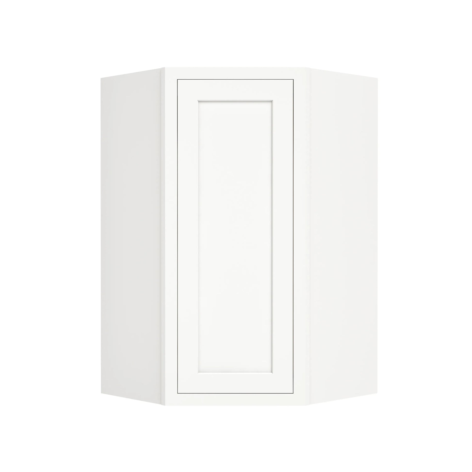 Inset Origami White RTA 25.5"W x 18-42"H x 13.5"D 4-Size Diagonal Corner Wall Cabinet with 2-3 Shelves