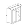 Inset Origami White RTA 36"W x 30-42"H x 13.5"D 3-Size Blind Corner Wall Cabinet with 2-3 Shelves