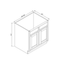 Inset Origami White RTA 39-42"W x 34.5"H x 25"D 2-Size Sink Base Cabinet with 2 Doors and 2 False Drawers