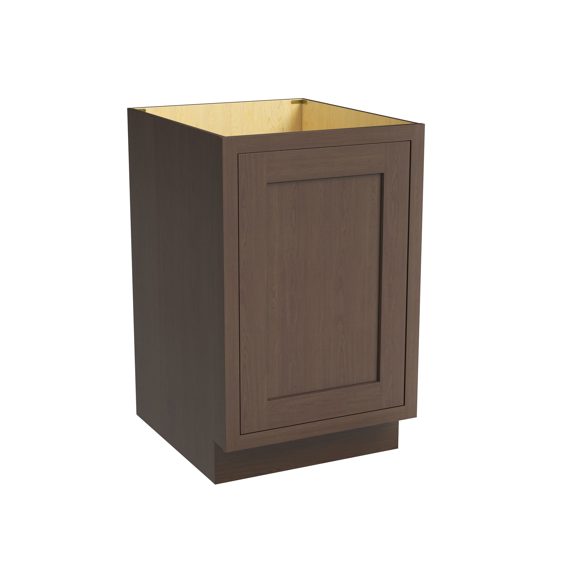 Inset Truffle Brown RTA 12-21"W x 34.5"H x 25"D 4-Size Full Height Single Door Base Cabinet