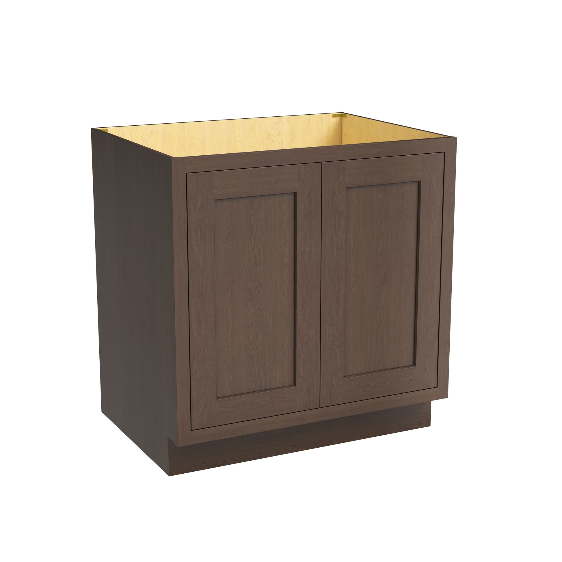Inset Truffle Brown RTA 24-36"W x 34.5"H x 25"D 5-Size Full Height Double Doors Base Cabinet