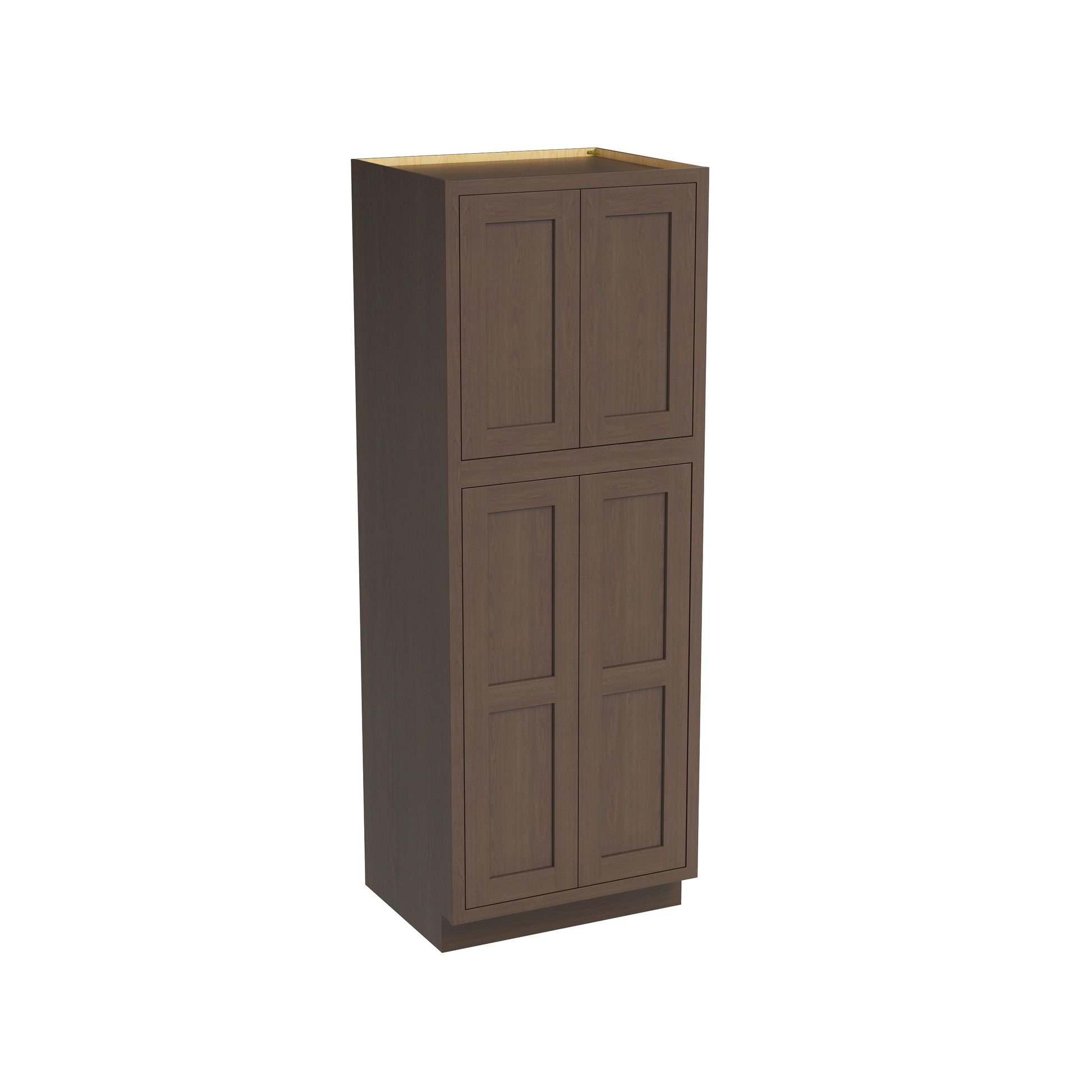 Inset Truffle Brown RTA 24-36"W x 84-96"H x 25"D 9-Size Pantry Cabinet with 4 Doors and 4 Shelves