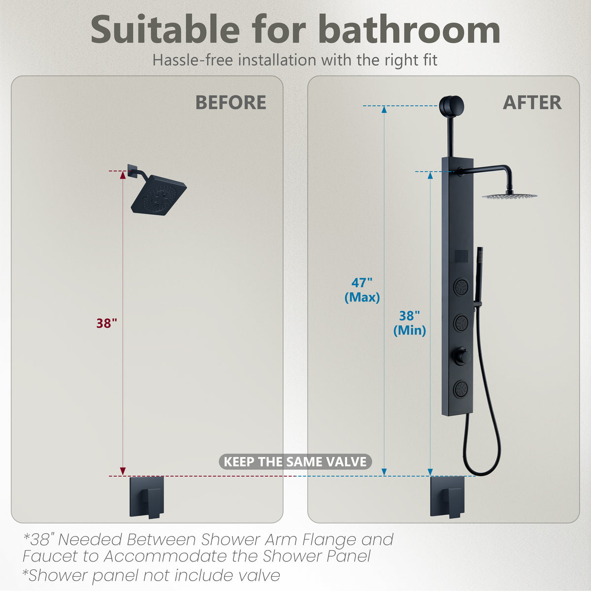 8" Shower System with Rainfall, Body Jets & Digital Temperature Display
