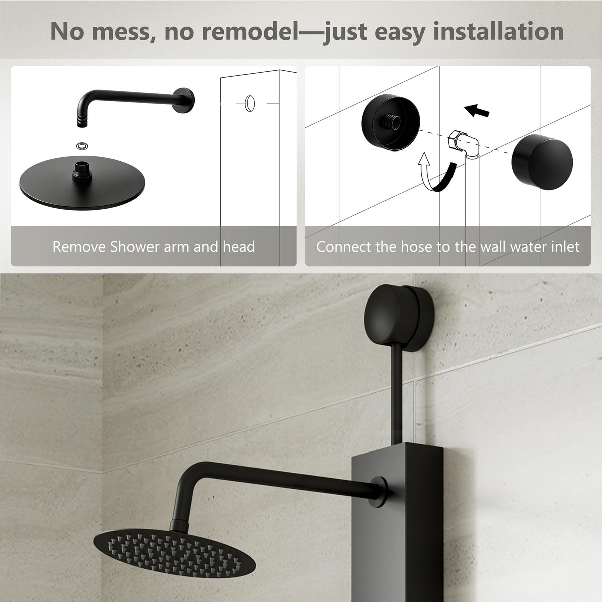 8" Shower System with Rainfall, Body Jets & Digital Temperature Display