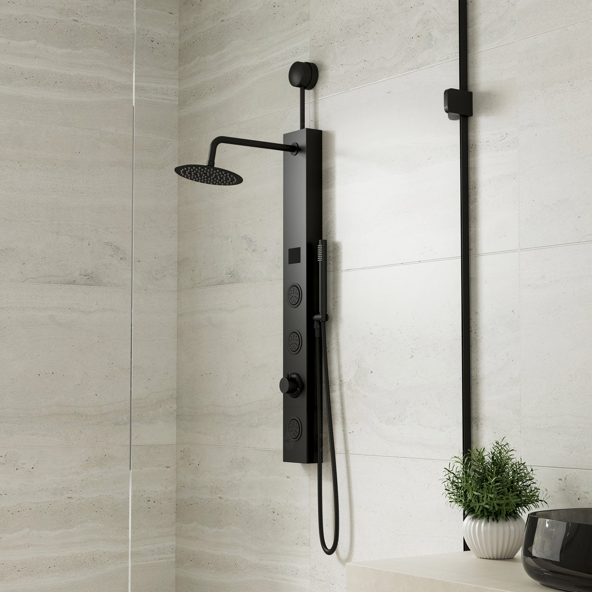 8" Shower System with Rainfall, Body Jets & Digital Temperature Display