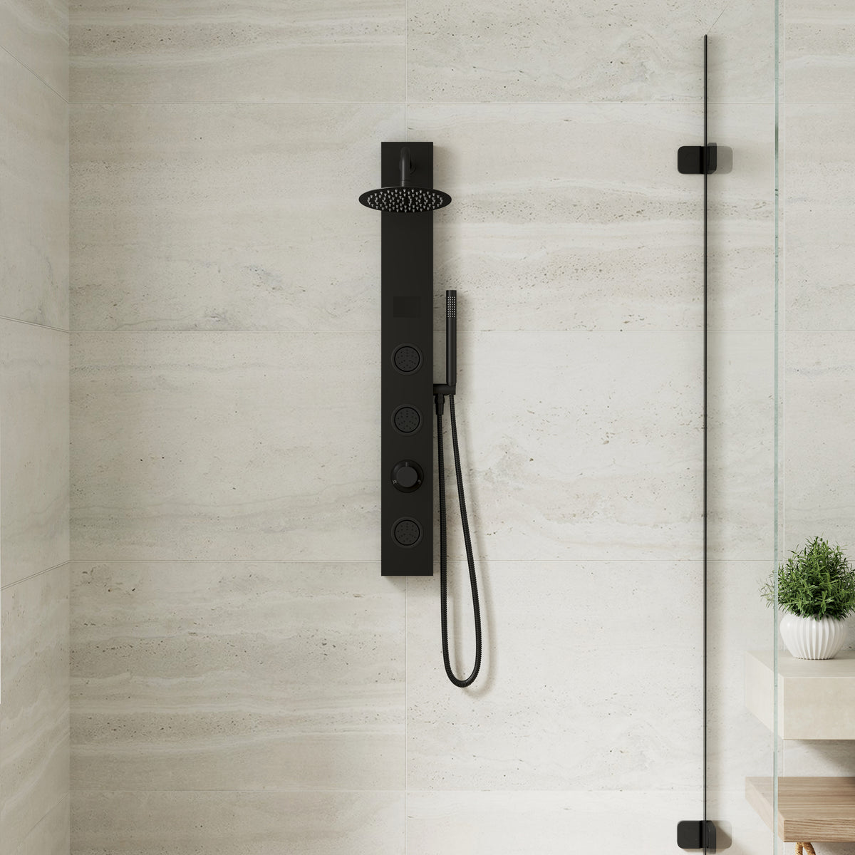 8" Shower System with Rainfall, Body Jets & Digital Temperature Display