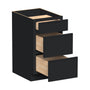 Slim Ebony Black Shaker RTA 12"-36"W x 34.5"H x 24"D 9-Size Drawer Base Cabinet with 3 Drawers