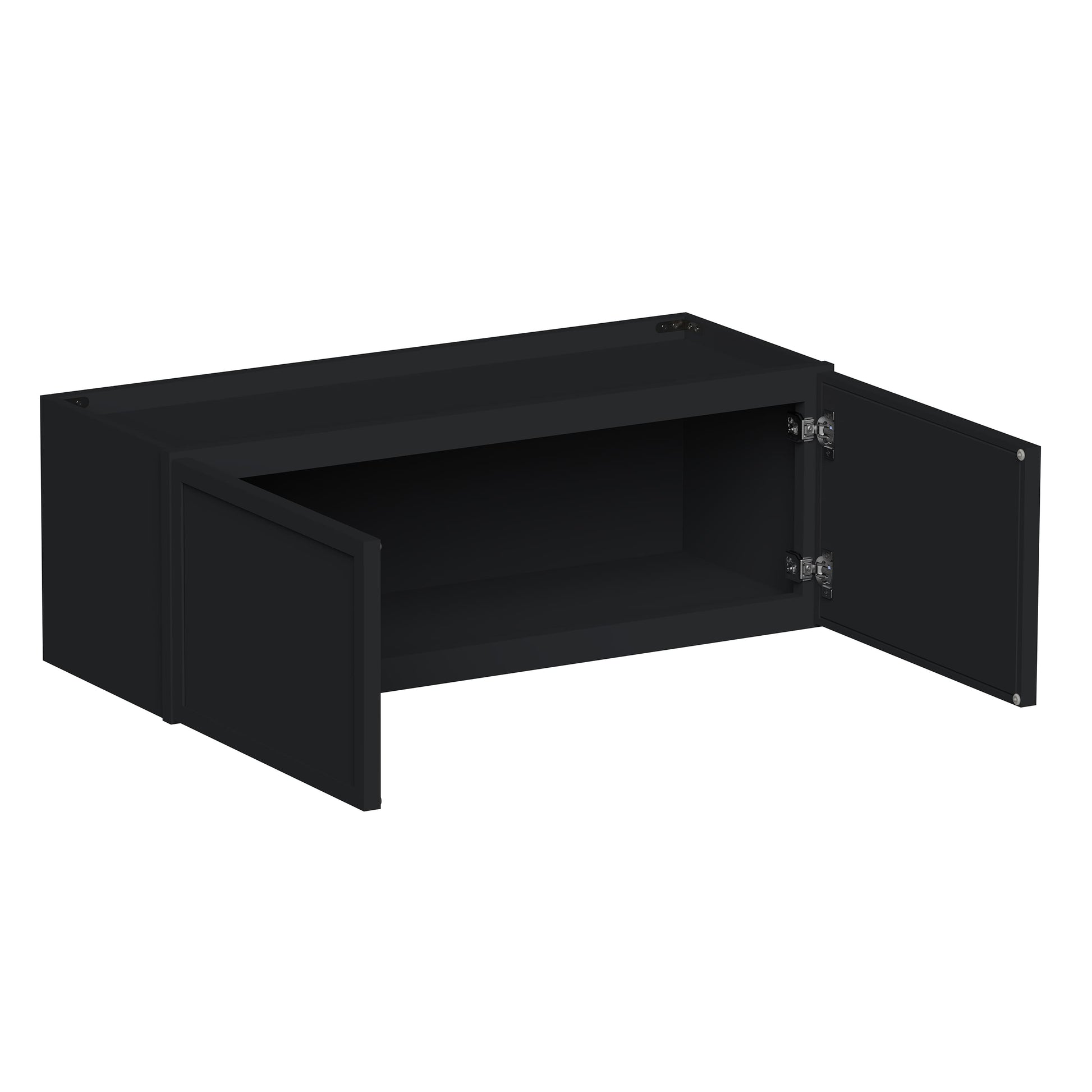 Slim Ebony Black Shaker RTA 24"-36"W x 12"-24"H x 12"D 17-Size Short Wall Cabinet with 2 Doors