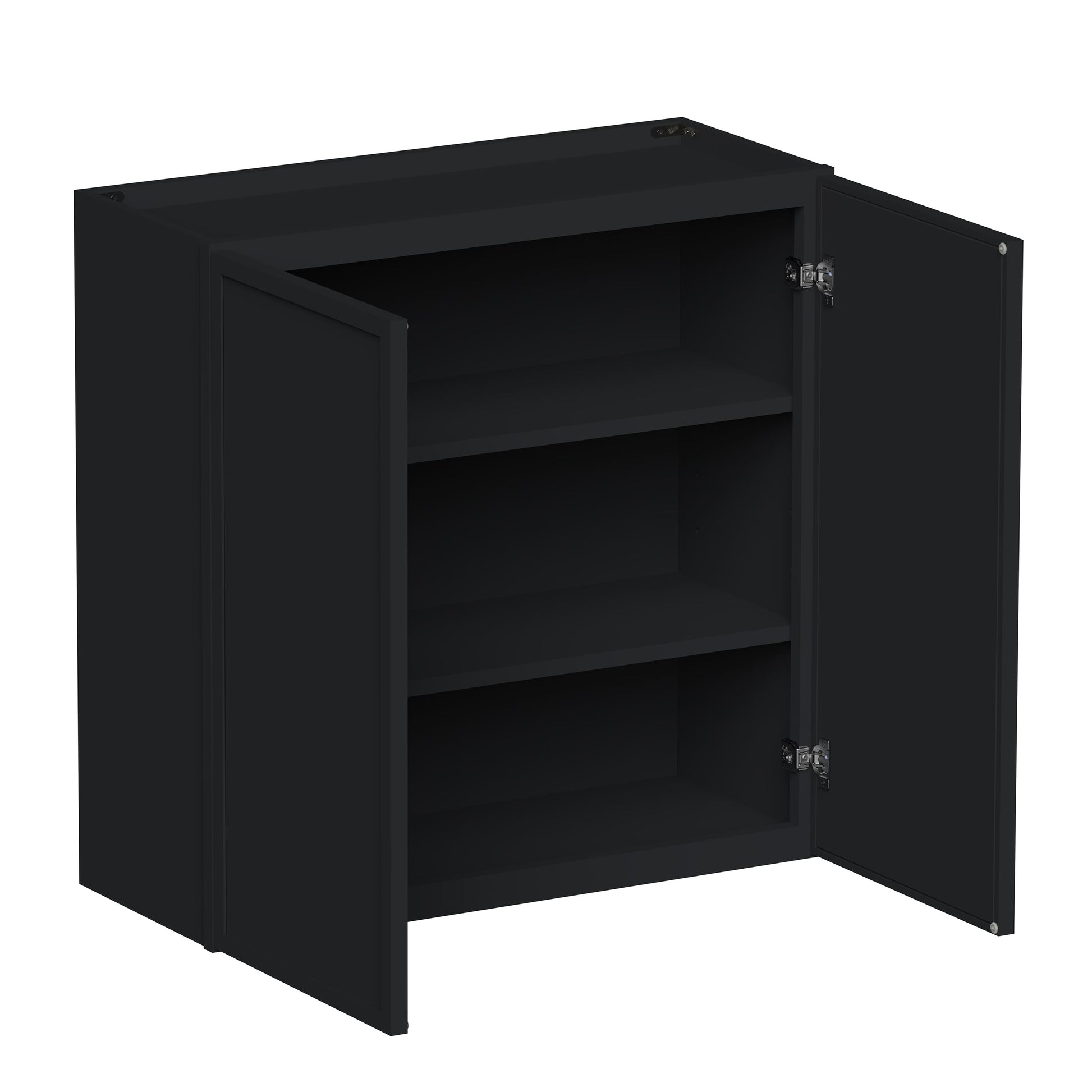 Slim Ebony Black Shaker RTA 24"-36"W x 30"/36"/42"H x 12"D 15-Size Standard Wall Cabinet with 2 Doors