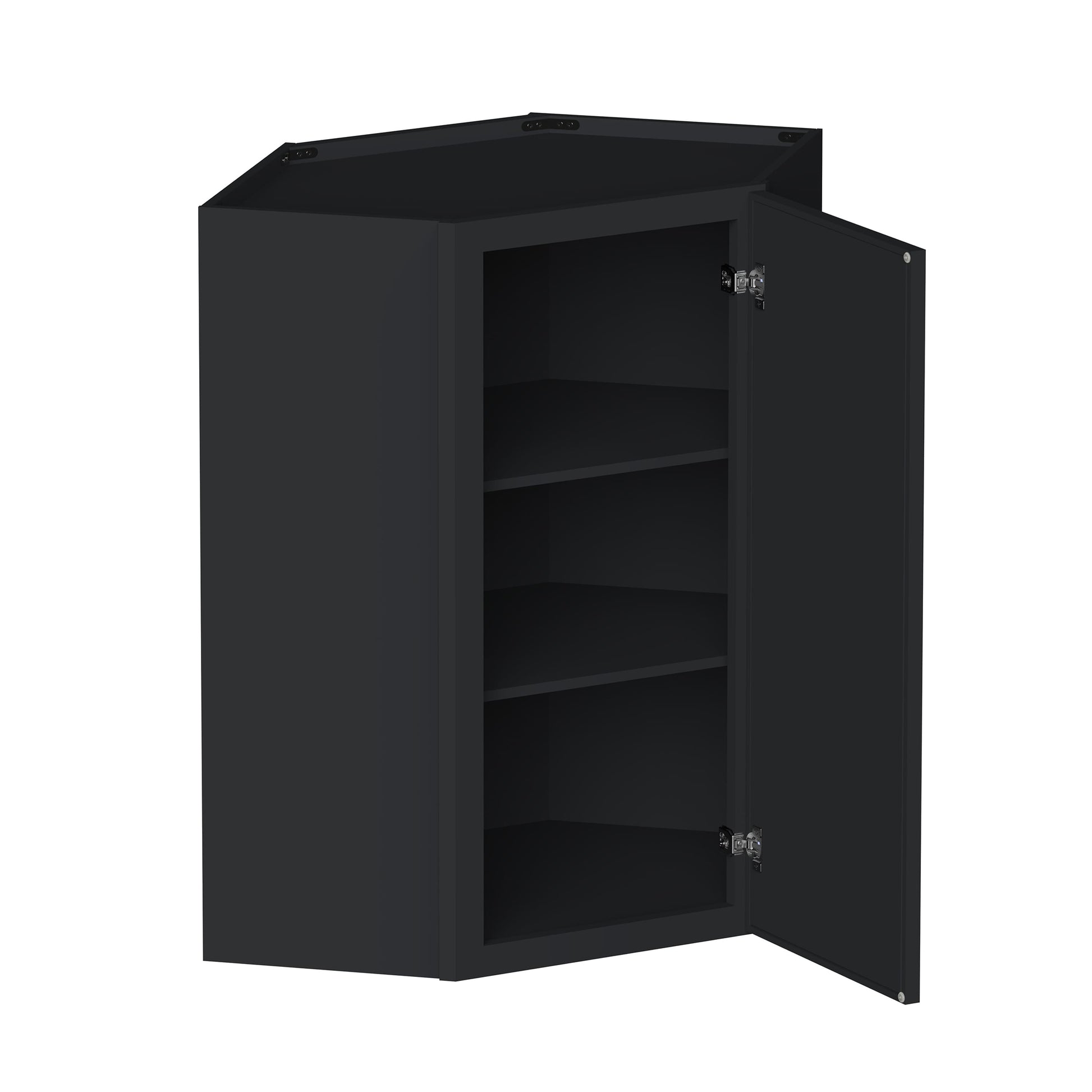 Slim Ebony Black Shaker RTA 24"W x 18"/30"/36"/42"H x 12"D Diagonal Corner Wall Cabinet