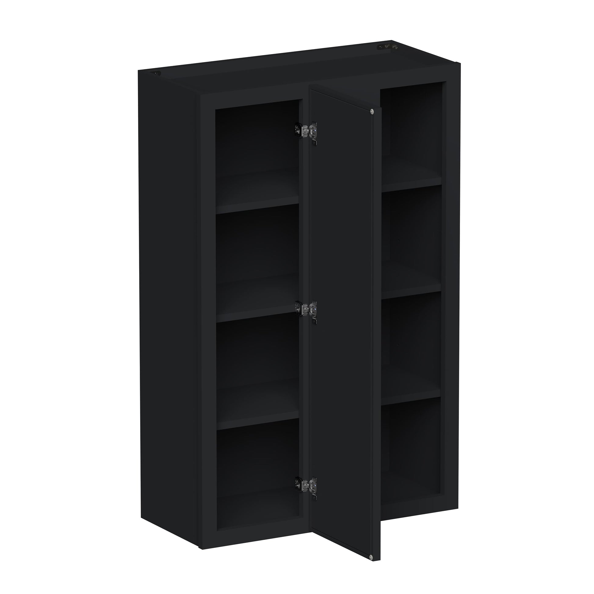 Slim Ebony Black Shaker RTA 27"W x 30"/36"/42"H x 12"D Standard Corner Wall Cabinet with Shelves