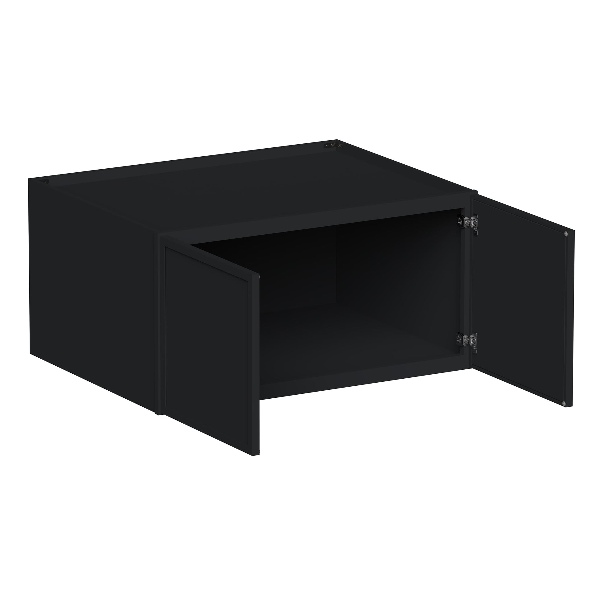 Slim Ebony Black Shaker RTA 36"W x 12"/15"/18"/24"H x 27"D Deep Wall Cabinet with 2 Doors