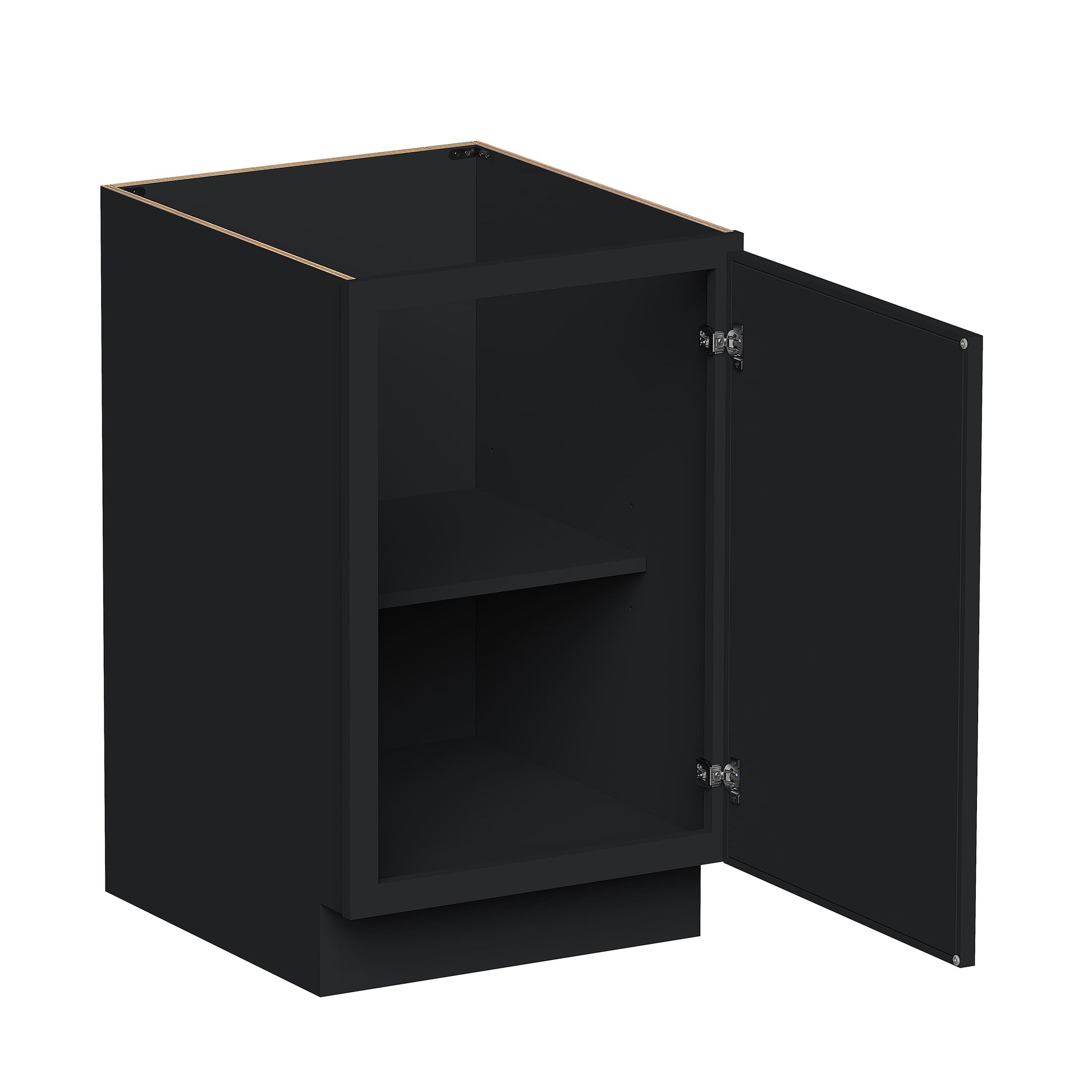 Slim Ebony Black Shaker RTA 9"/18"/21"W x 34.5"H x 24"D Full Height Door Base Cabinet with Single Door