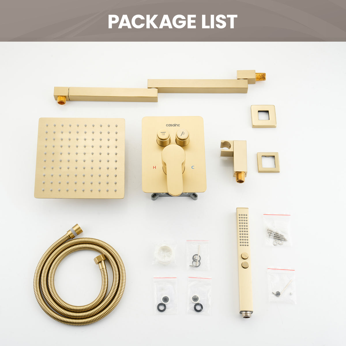 8" Wall-Mounted Concealed Shower System with Foldable Rainfall Shower Head & Handheld Sprayer