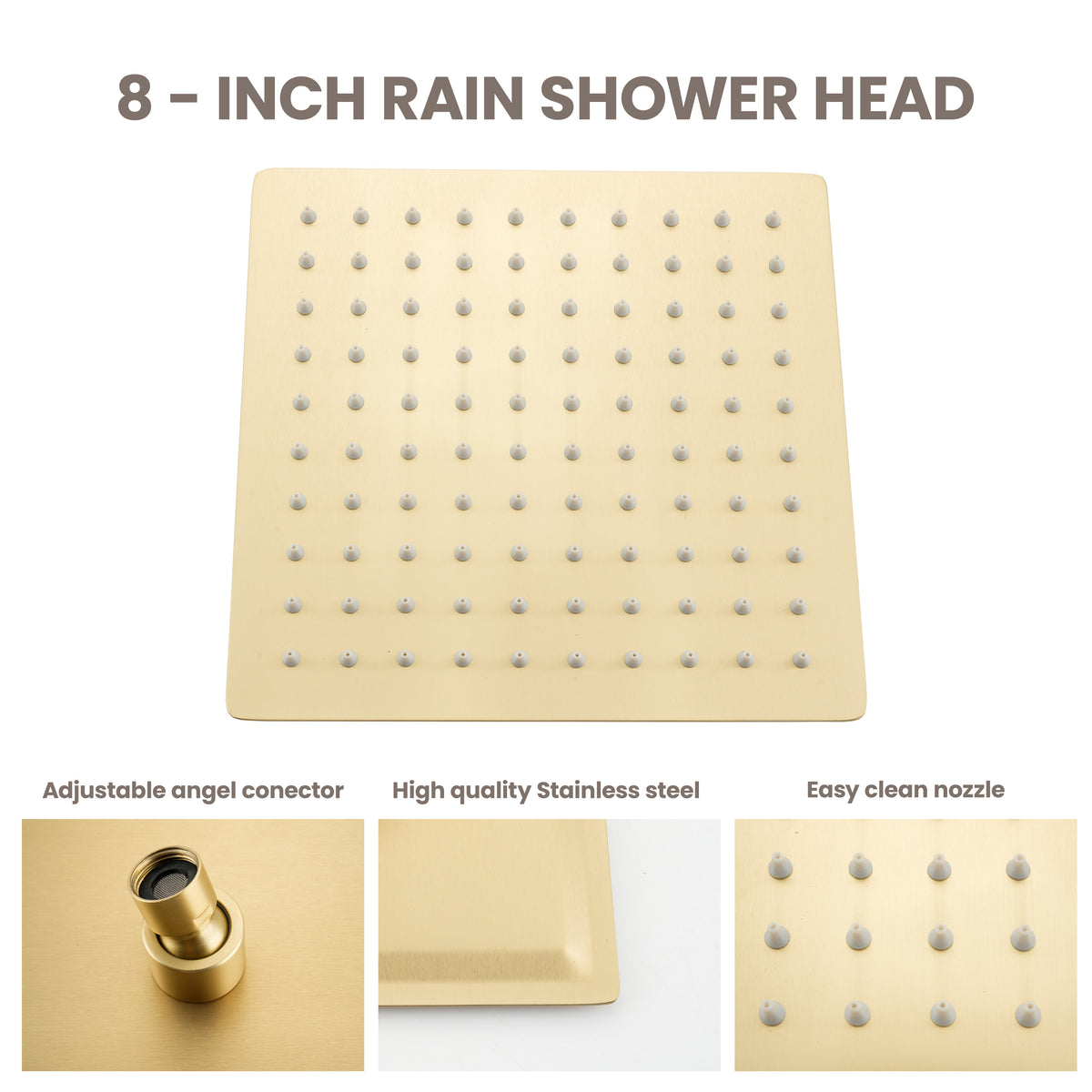8" Wall-Mounted Concealed Shower System with Foldable Rainfall Shower Head & Handheld Sprayer