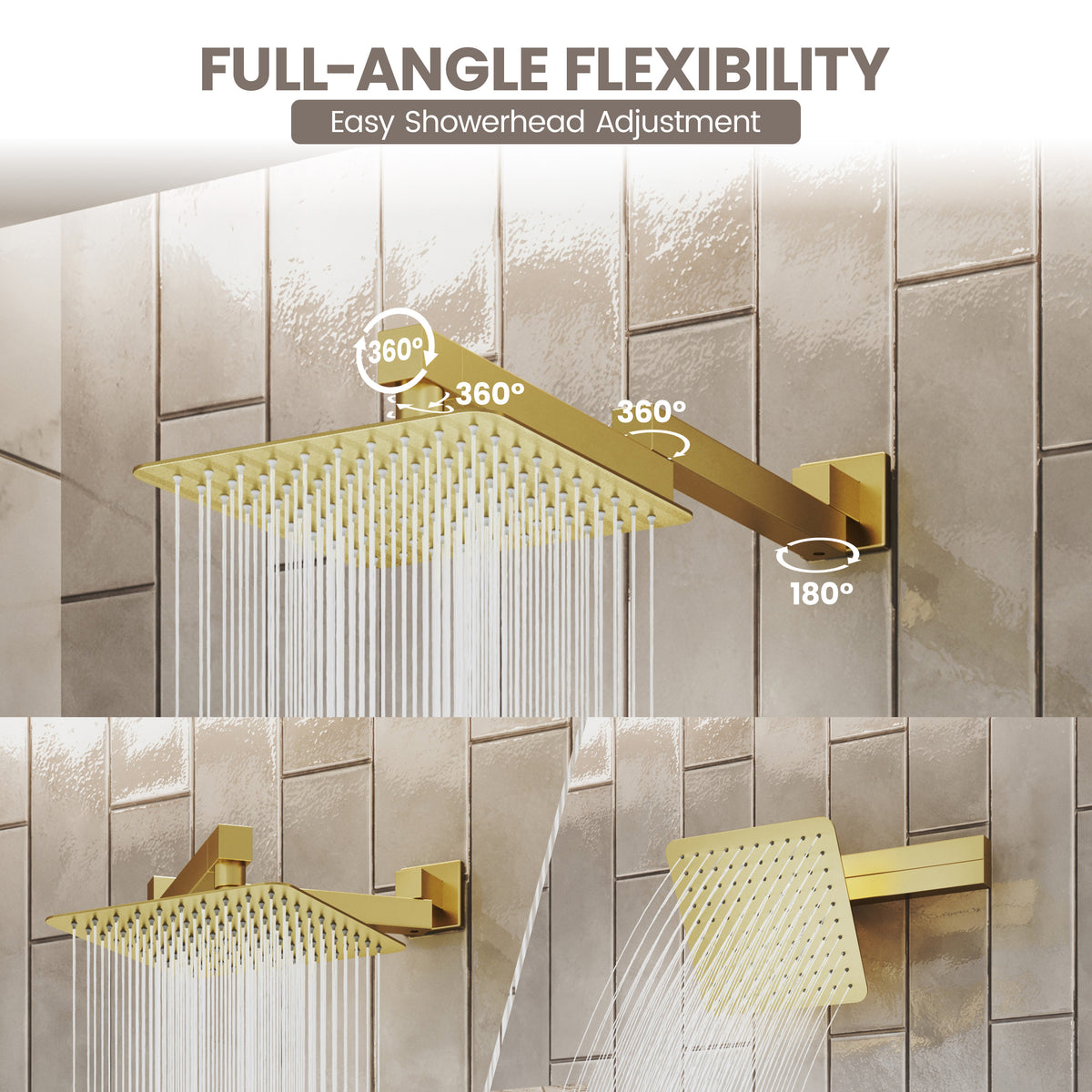 8" Wall-Mounted Concealed Shower System with Foldable Rainfall Shower Head & Handheld Sprayer