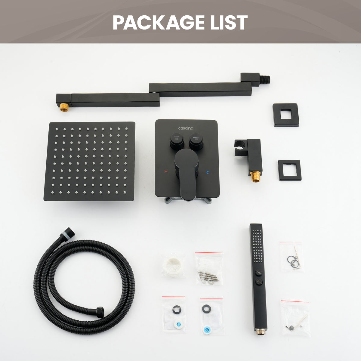 8" Wall-Mounted Concealed Shower System with Foldable Rainfall Shower Head & Handheld Sprayer