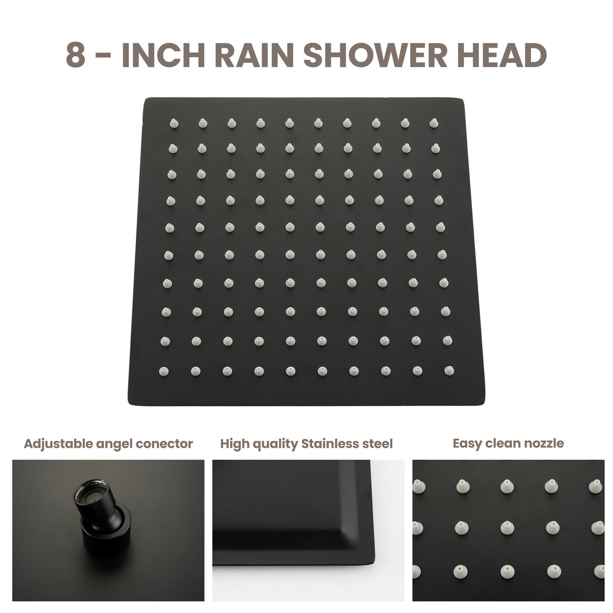 8" Wall-Mounted Concealed Shower System with Foldable Rainfall Shower Head & Handheld Sprayer