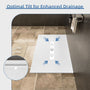 White/Calacatta Curbless SMC Shower Base with Flamed Rock Slip-Resistant Surface, Center Drain