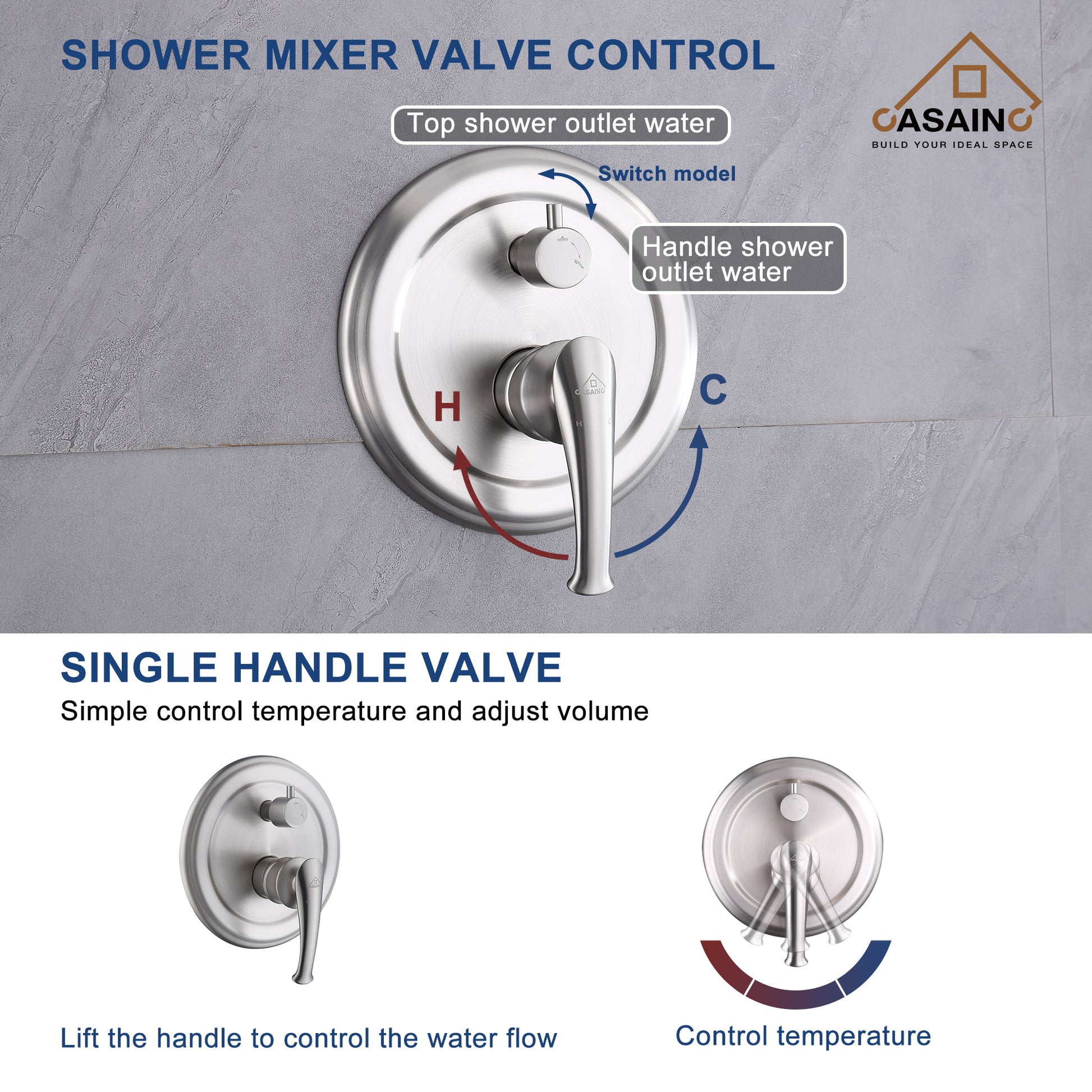 8.3inch Wall-mounted rain shower faucet with pressure balanced valve-CASAINC