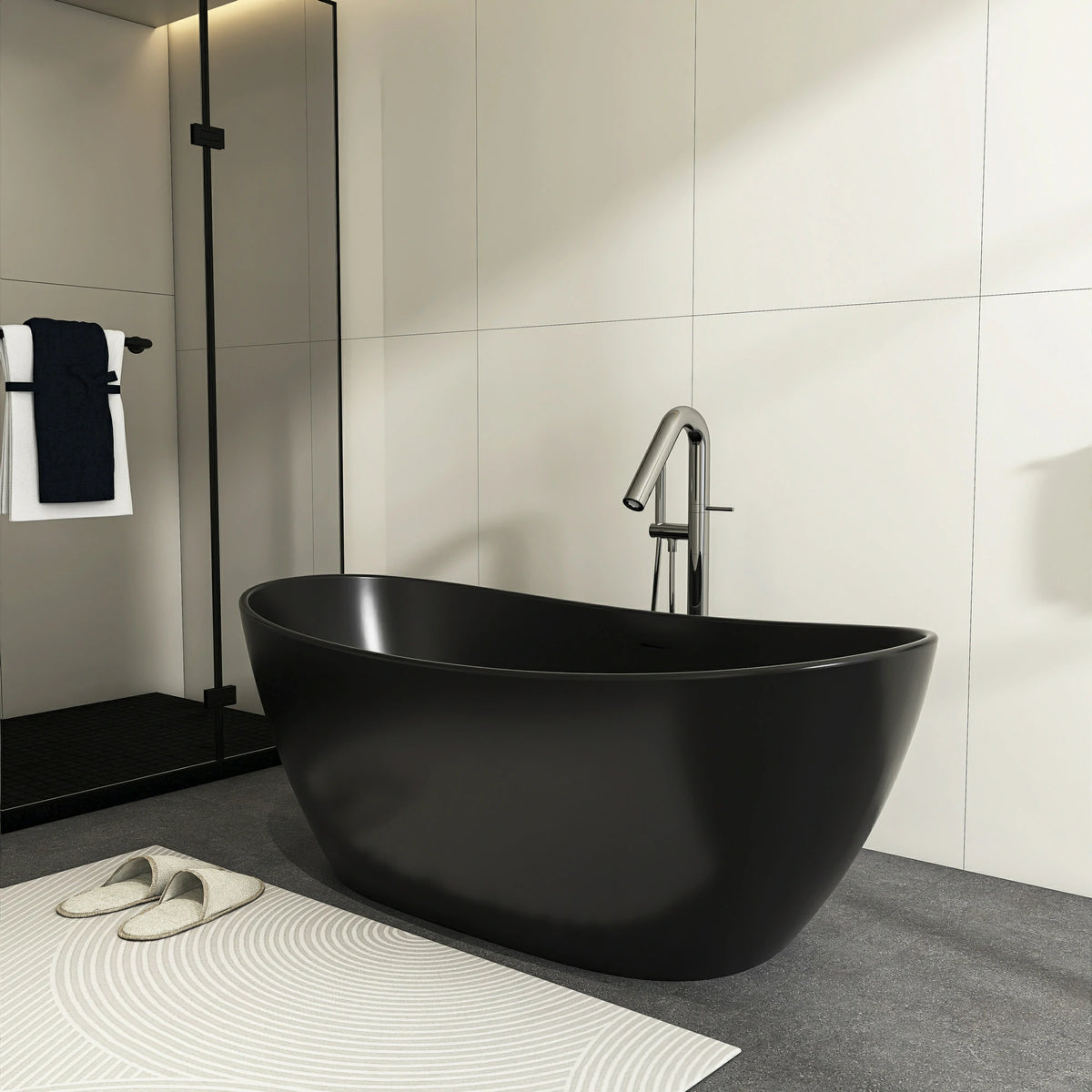 65" Artificial Stone Solid Surface Freestanding Bathtub for Bathroom