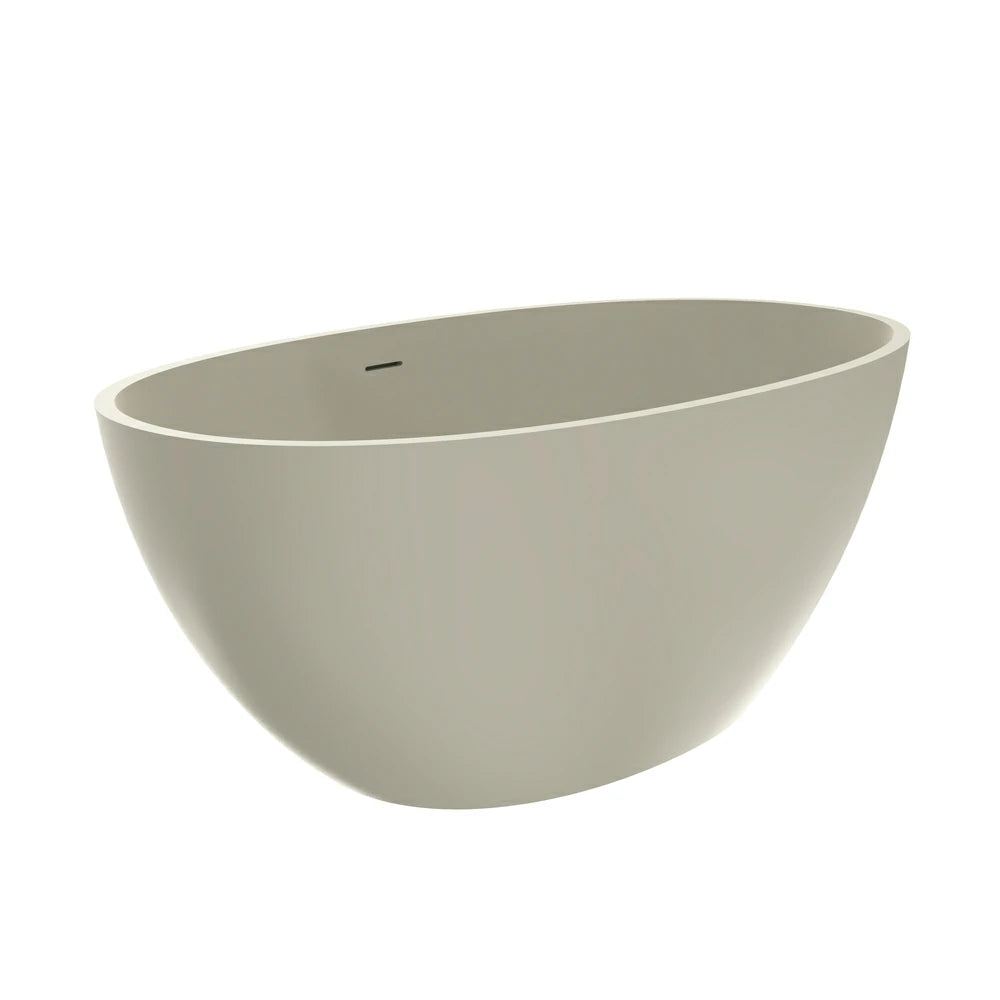55" Light Beige Solid Surface Freestanding Soaking Bathtub