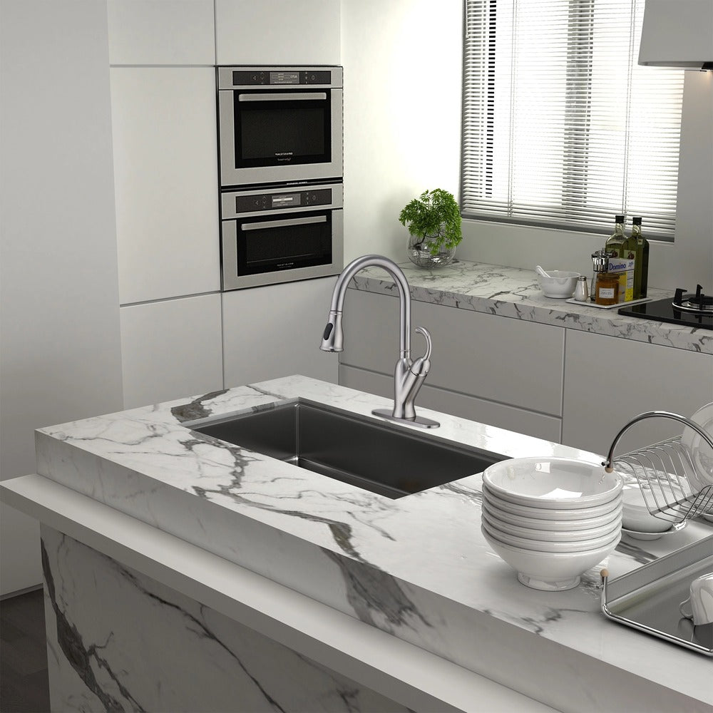 Modern Pull-Down Kitchen Faucet with Dual-Mode Sprayer & Premium PEX Waterlines
