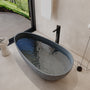 59" Freestanding Resin Stone Soaking Bathtub with Cement-Colored Body and Outer Dot