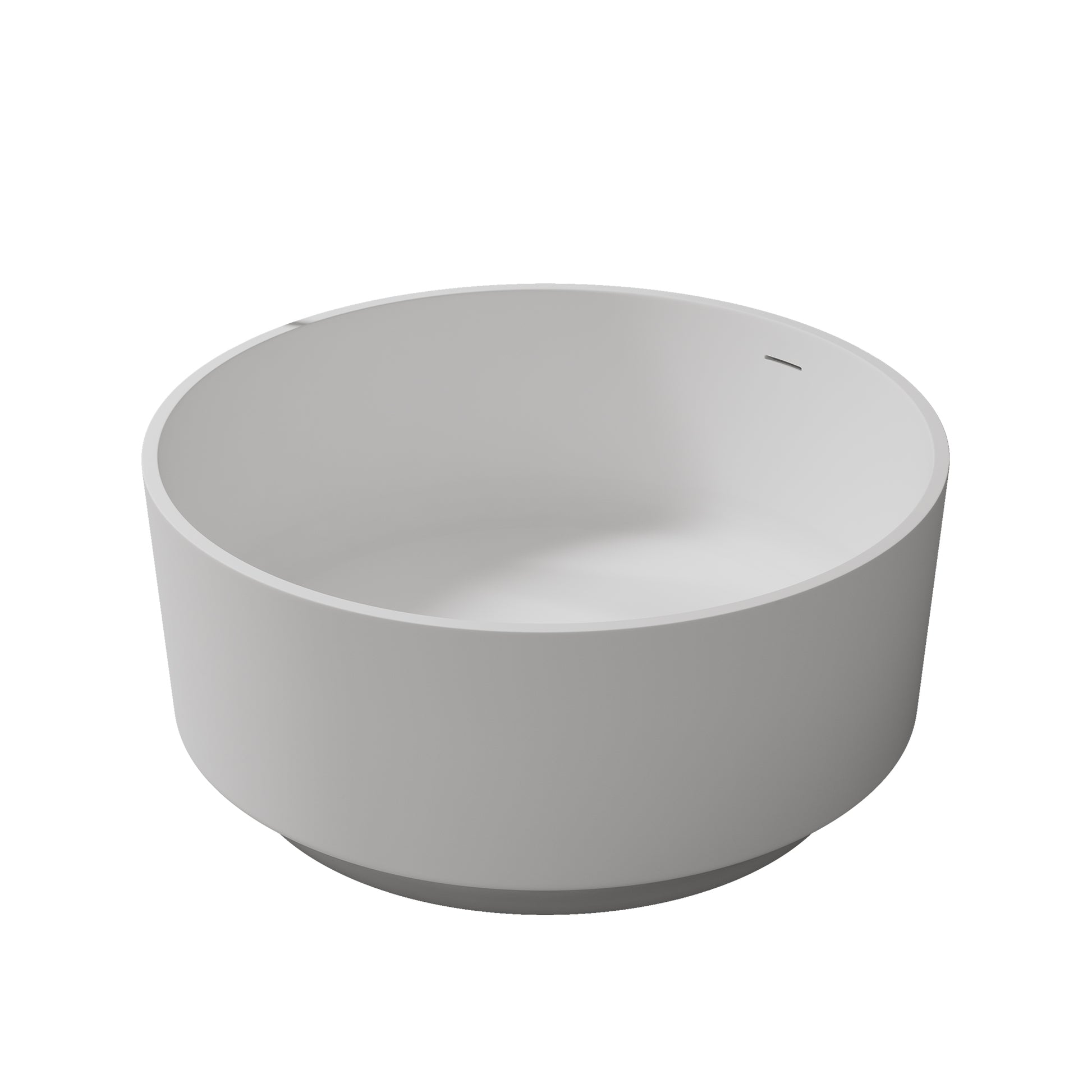 49" Scandinavian Round Solid Surface Freestanding Bathtub, Matte White