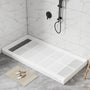 60"x30" Solid Surface Alcove Shower Pan Base in White, Drain Included