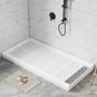 60"x30" Solid Surface Alcove Shower Pan Base in White, Drain Included