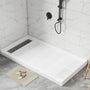 60"x32" White Solid Surface Single Threshold Alcove Shower Pan Base