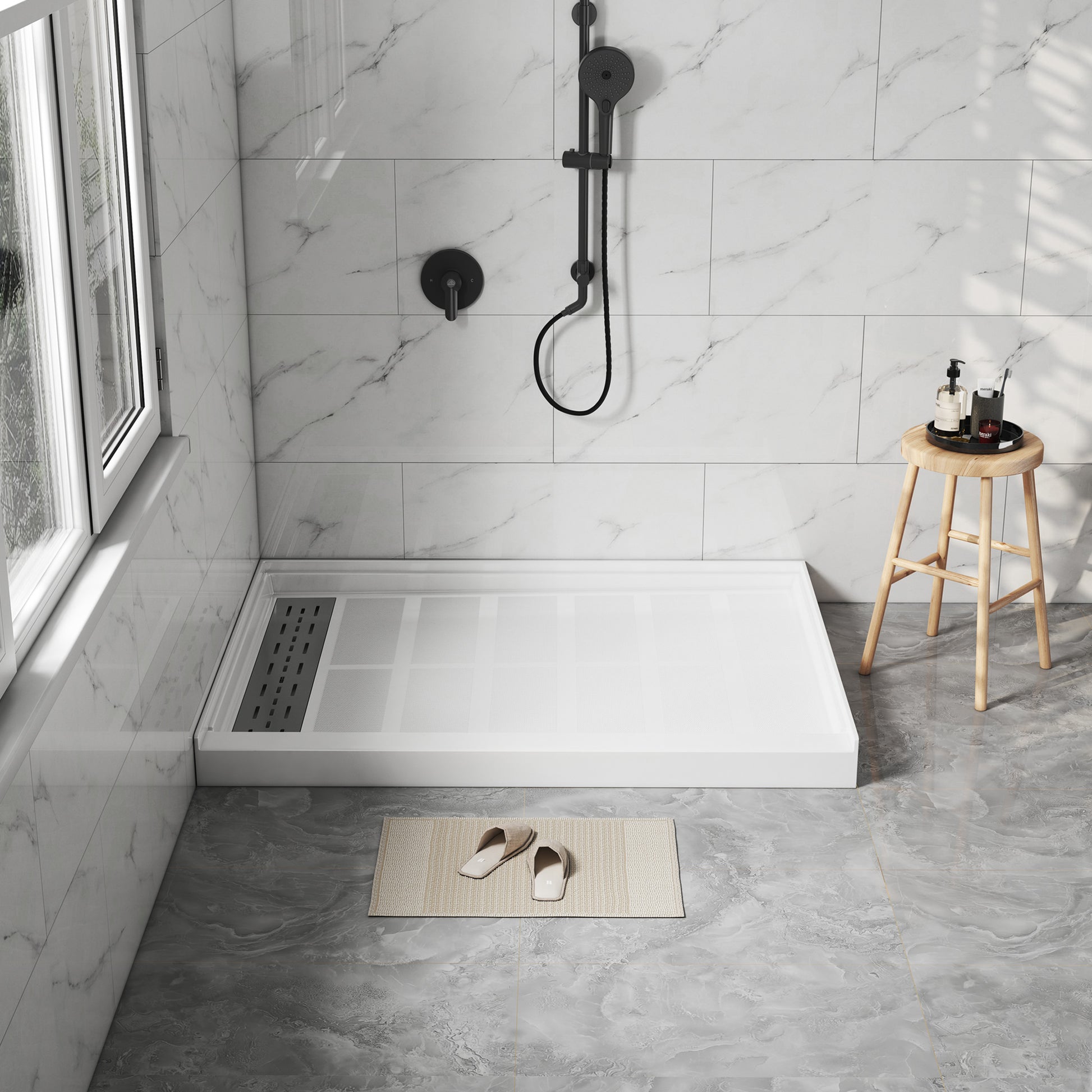 48x36” SMC Solid White Shower Base with Non-Slip Surface, CUPC Certified