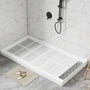 60"x32" White Solid Surface Single Threshold Alcove Shower Pan Base
