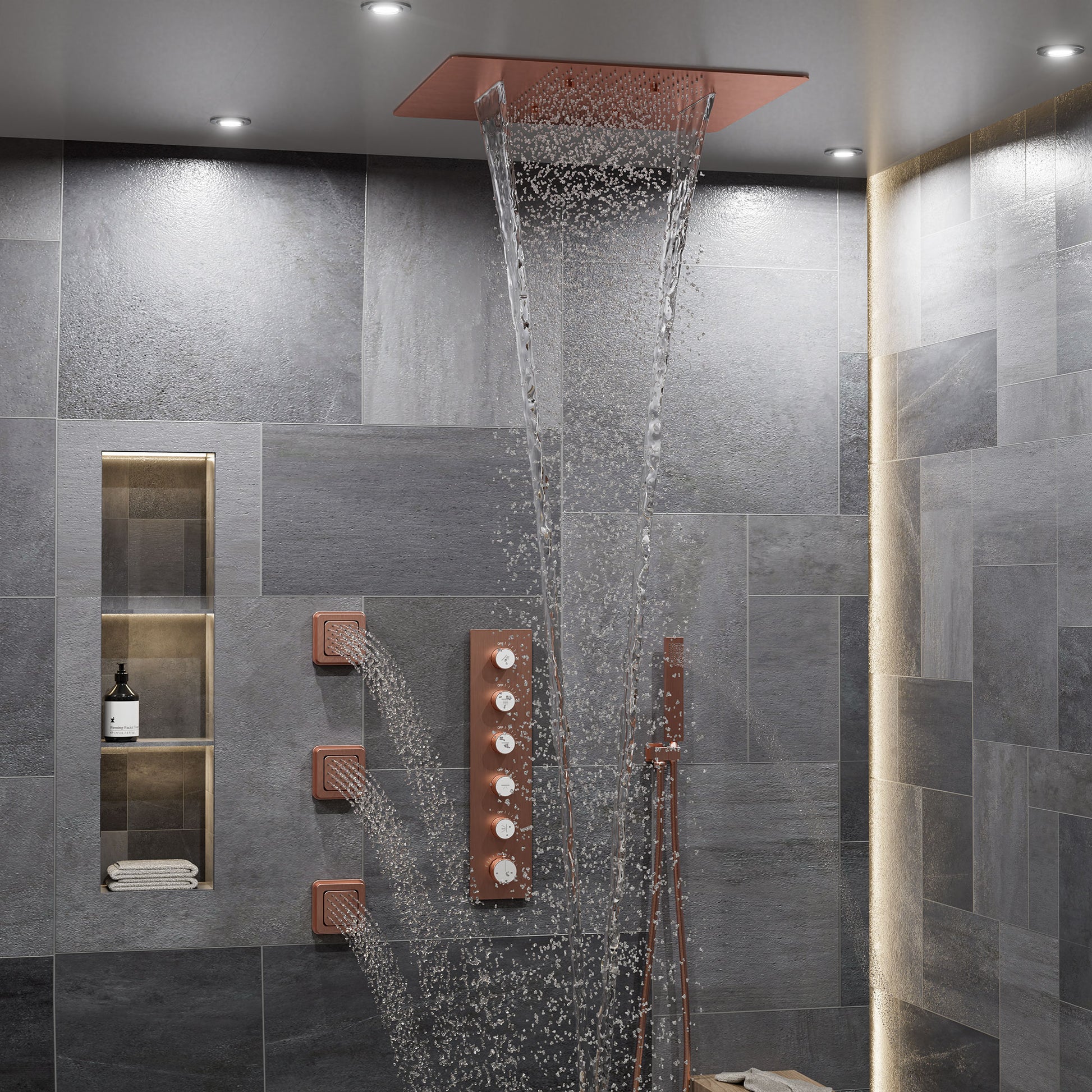 20*24'' Rectangle Shower System With 4 Sprays Modes & 3 Body Jets