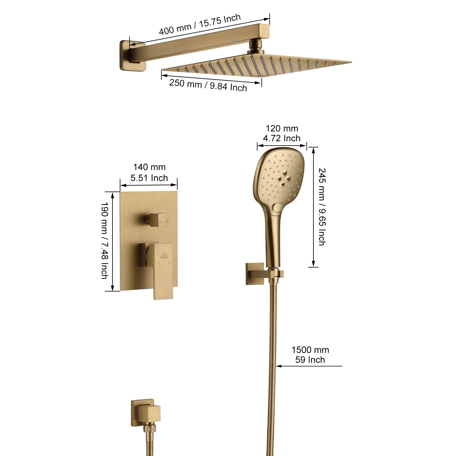 Casainc 2 Function 10" Wall Mounted Dual Shower Heads Shower System In Chrome