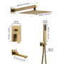 10" Wall Mounted Dual Shower Head Rain Shower System with Tub Spout