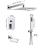 10" Wall Mounted Dual Shower Head Rain Shower System with Tub Spout
