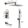 10" Wall Mounted Dual Shower Head Rain Shower System with Tub Spout