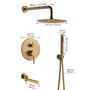 Casainc Round 3 Functions Wall Mount Dual Shower Heads Shower System In Black