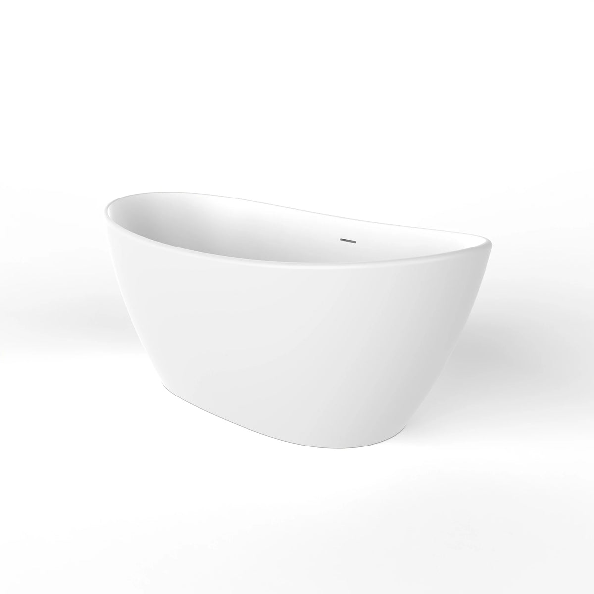 61" Solid Surface Freestanding Soaking Bathtub for Small to Medium Bathrooms